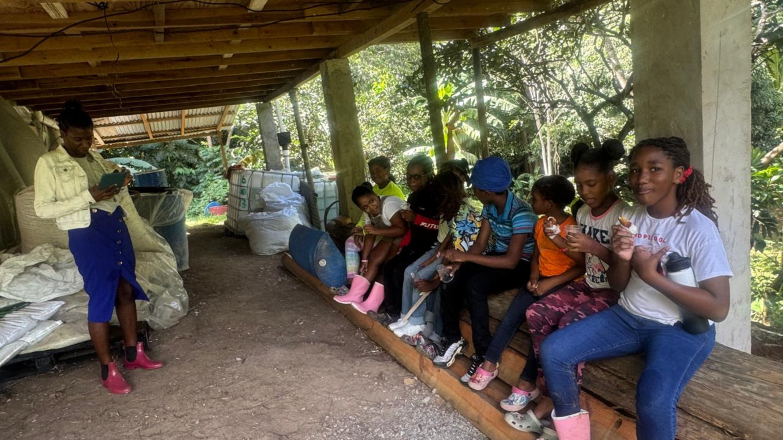 Students visiting the farm